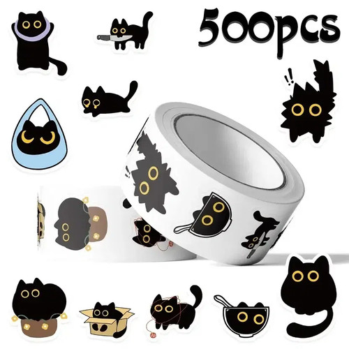 500 Pcs Cute Cat Stickers Roll for Decoration & Gifting Official