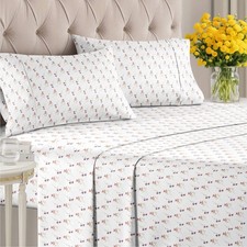 4 Piece Floral Soft Sheet Set, With Elegant Designs by CGK Linens