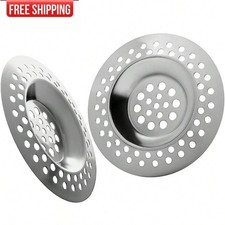 2pcs Stainless Steel Bathtub & Sink Drain Strainer Hair Catcher for Bathroom