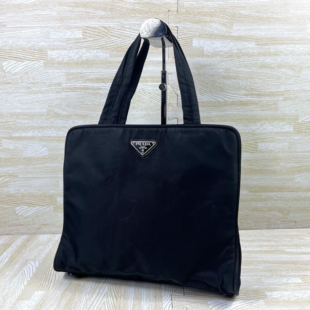 Very popular PRADA handbag black nylon triangle logo From Japan