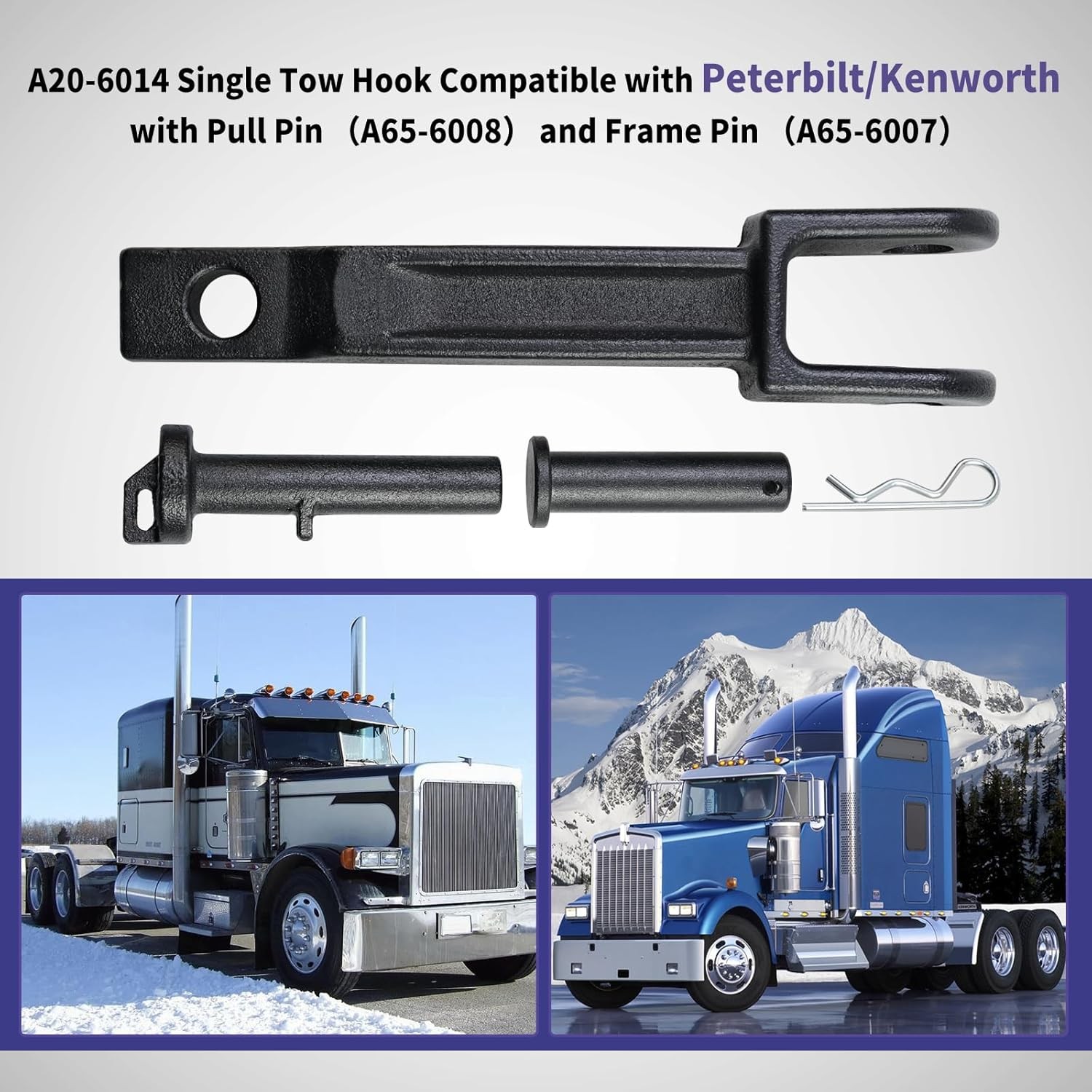 Vanshly，A20-6014 Single Tow Hook Compatible with Peterbilt/Kenworth with... 