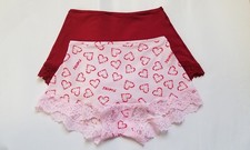 SKIMS Fits Everybody Lace Boyshort Panties, Candy Heart Multi, 2 Pack Size XS