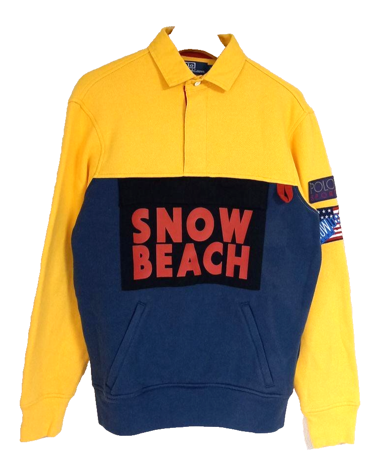 Polo Ralph Lauren Snow Beach Pullover Jacket Size S Yellow Black