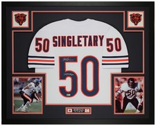 Mike Singletary Autographed & Framed White Chicago Jersey Beckett Certified
