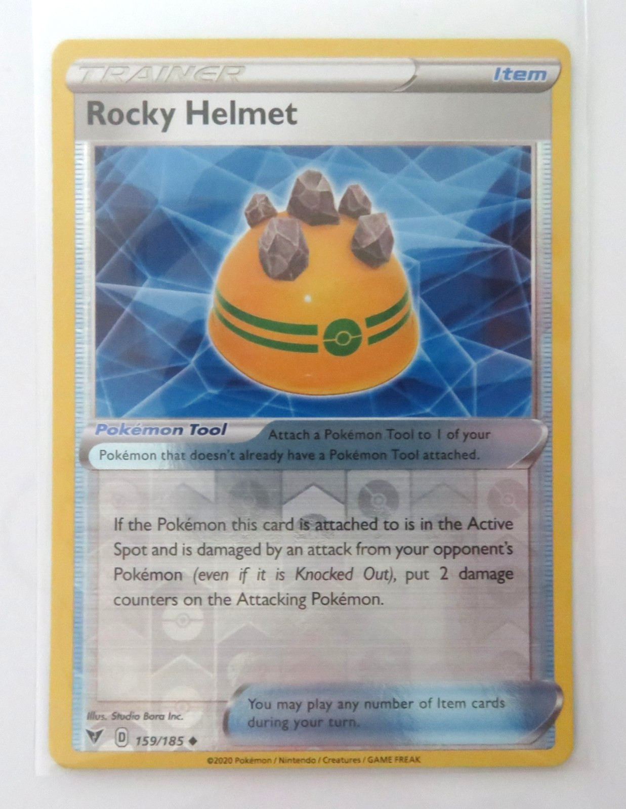 Pokemon Card Rocky Helmet 159/185 Reverse Holo Uncommon Near Mint