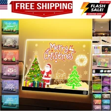 16“ LED Drawing Message Note Board 7 Colors Light Acrylic Dry Erase Lumiboard...