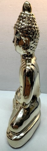 Chinese Tibetan Gilt Silver Ceramic Buddha Statue Figurine 8.25" - Picture 6 of 13