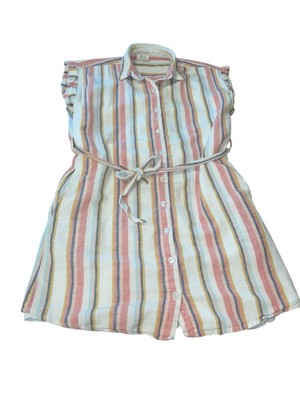 HARPER HERITAGE BY FRANCESCA'S Women's Small Collared Button Front Striped Dress