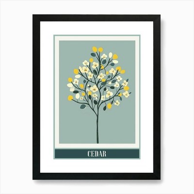 Cedar Tree Flat Illustration 8 Post Framed Wall Art Poster Canvas Print Picture