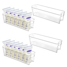 Breastmilk Storage Container 4PCS Set, Clear Freezer and Fridge Organizer Bin...