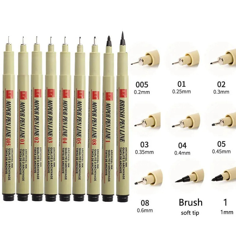 1set Manga Art Marker Needle Pen Sketch Hook Line Drawing Pens - NEW