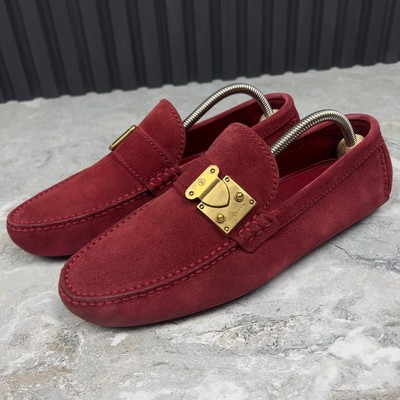 Louis Vuitton Racetrack Logo Driving Moccasin Red Suede 7 LV  display picture 1