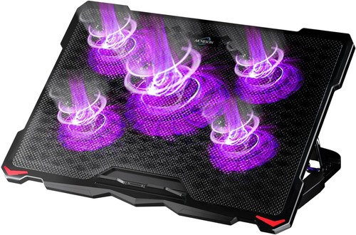 Laptop Cooling Pad with 5 Fans for 15.6 17.3 Inch Notebooks Purple Lights - Afbeelding 3 van 11
