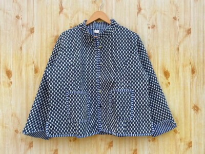 Indian Blue Floral Hand Block Cotton Quilted Unisex Women's Clothes Jackets US