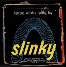Slinky The Famous Walking Spring Toy in the Original Box  Instructions Pre 1963