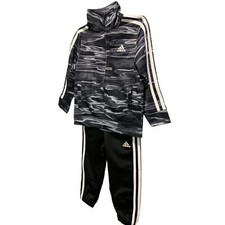 3T Adidas Boys New 2 Piece Track Outfit Set Black Gray AG6511C