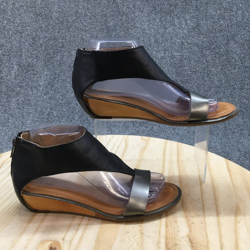 BareTraps Sandals Womens 6.5 M Balkan T Straps Black Faux Leather Casual Open