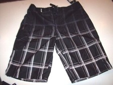 NEW Hurley sz 20 swimsuit boys board shorts swim trunk black plaid