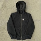 Carhartt Wildwood Hooded Jacket Black Size Large Sherpa Zip Up Detroit