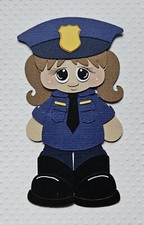 Police Girl Brown Hair. Scrapbook, Card Making Paper Piecing