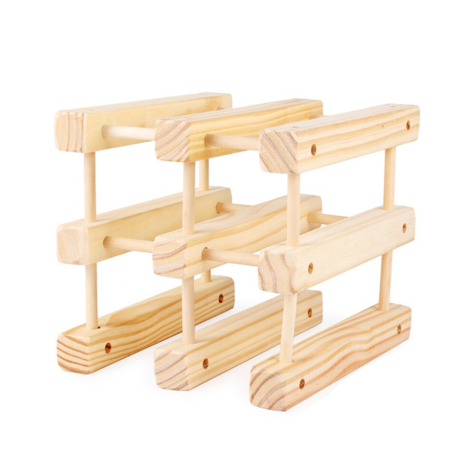 Wine Rack Wood Holder Racks Countertop Floor for Bottles Liquor Display