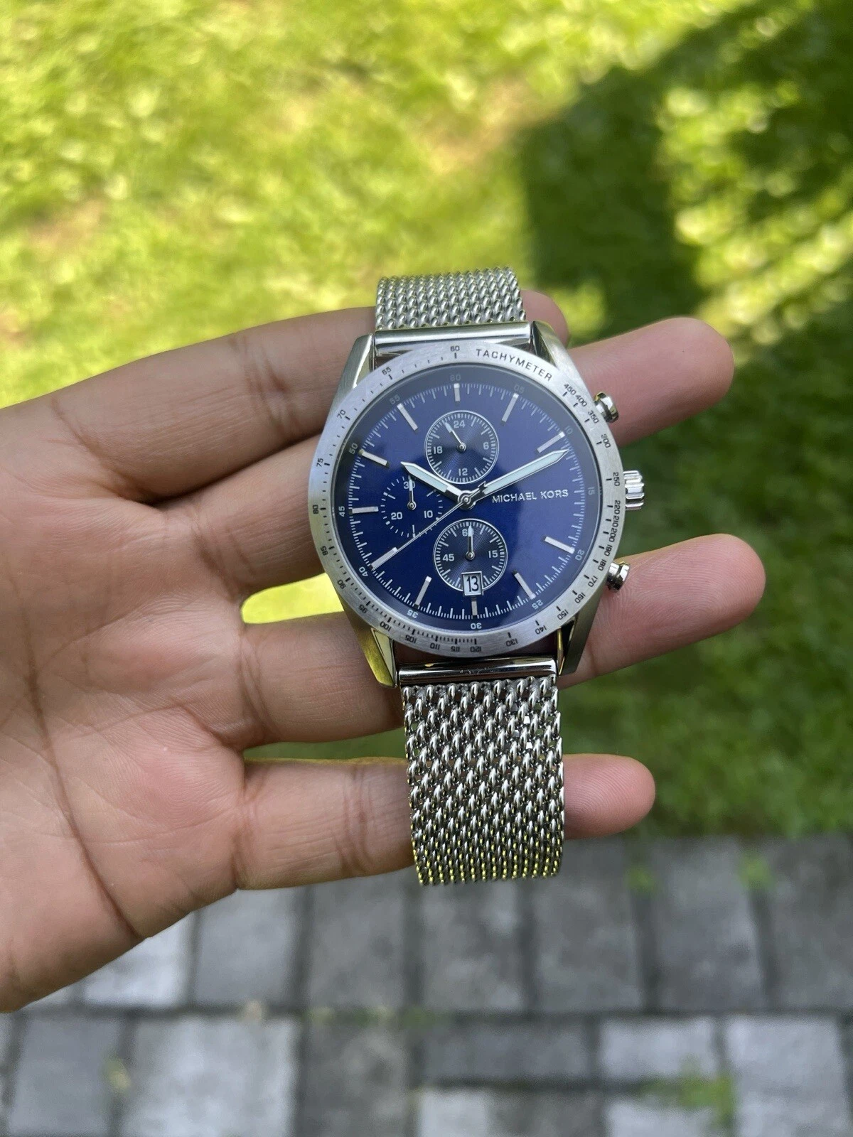 Orologio Michael Kors Uomo Acceleratore Argento Acciaio Inox Bracciale Maglia