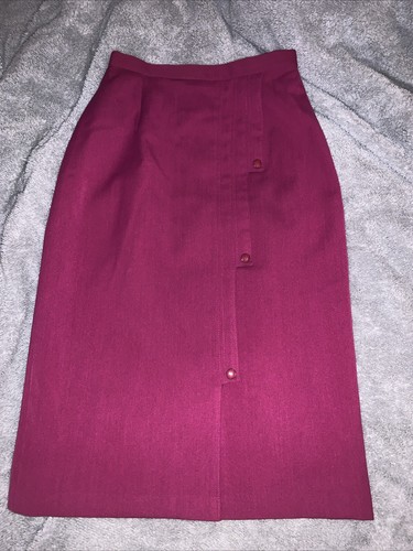 Ladies Vintage Small Pink Pencil Skirt Lined Buttons Waist 32cm Across