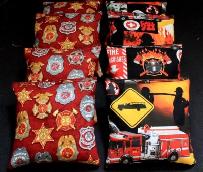 Fire Fighter Fire Department Badge Cornhole Beanbags 8 ACA Regulation Game Bags