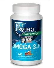 Pet Protect Omega-3 Fish Oil For Small Dogs and Cats 60 Capsules