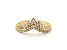 Authentic PANDORA 14k Gold Crystal Timeless Wish Tiara Ring 167736C01 sz 7