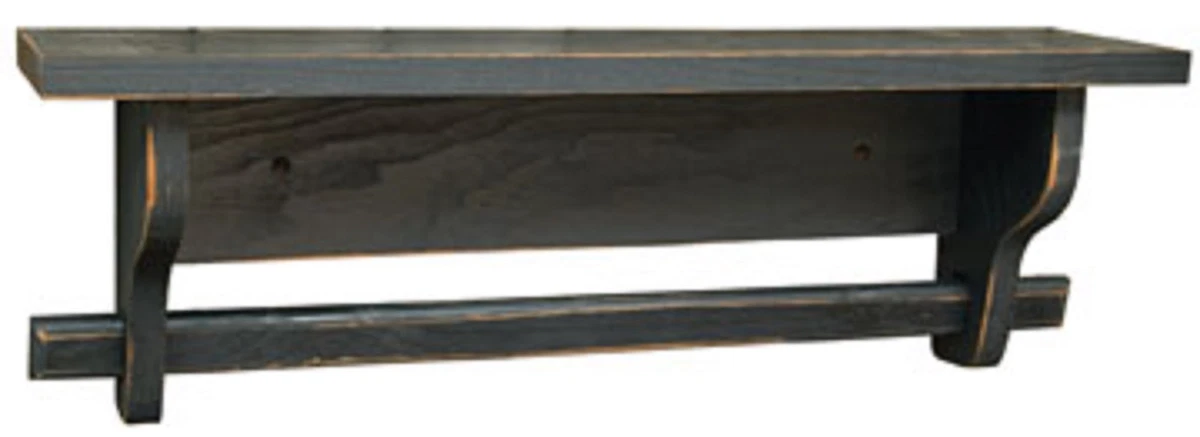 NEW Handmade Primitive Country Rustic Distressed Black Wood Quilt Rack w Shelf