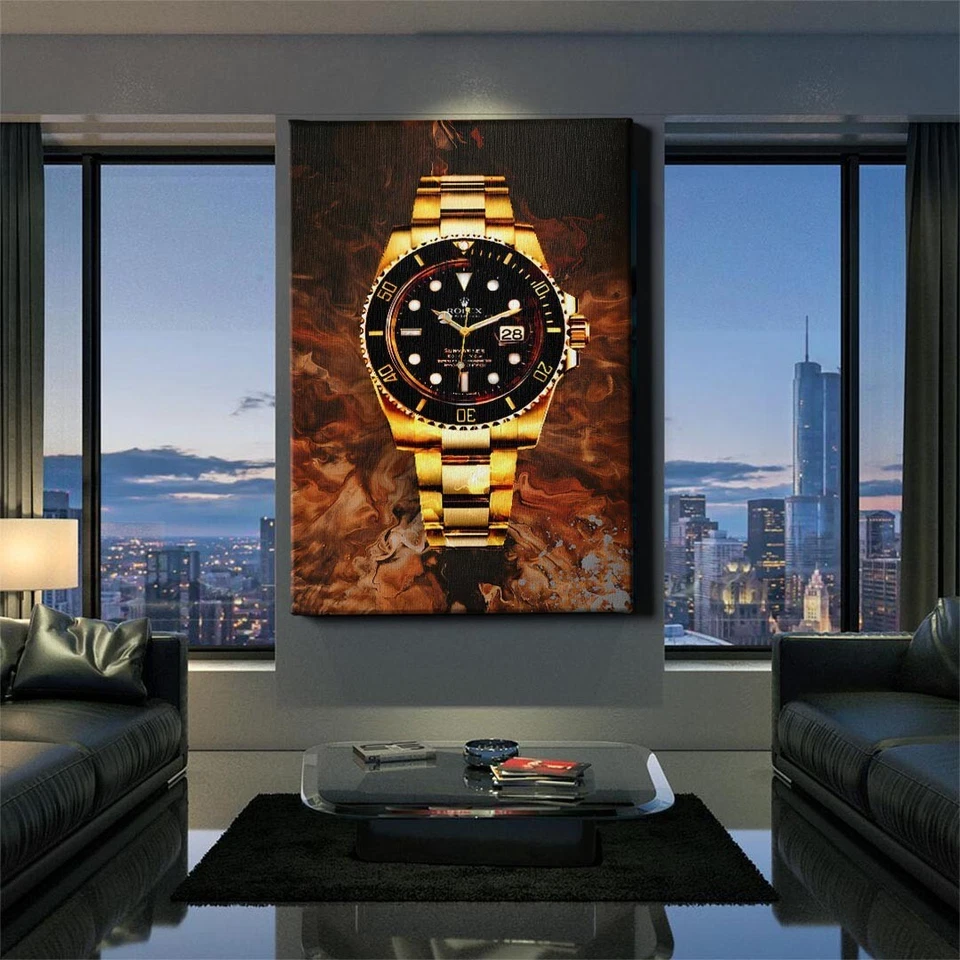 ✅LEINWANDBILD UHR GOLDENES DESIGN ELEGANZ LUXUS ZEIT MODERN KUNST GOLD - Bild 4 von 4
