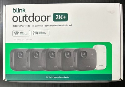 Blink Outdoor 2K+ Battery Powered 5 Cameras Sync Module Core Included NEW   