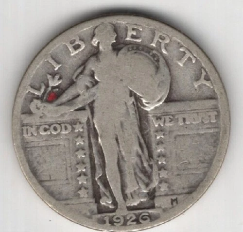 1926 STANDING LIBERTY QUARTER 25¢ COIN 90% SILVER UNITED STATES OF AMERICA USA