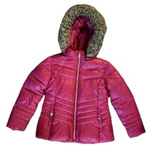 Michael Kors Girls 6X Purple Pink Puffer Jacket Removable Hood