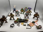1988-92 Playmates Teenage Mutant Ninja Turtles Lot Of 9 Figures & Accessories
