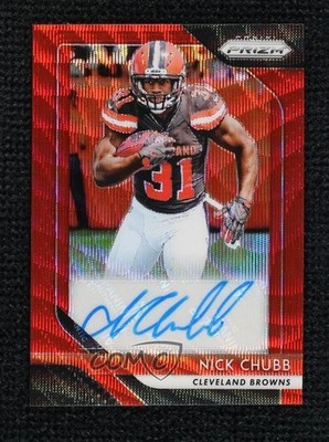 2018 Panini Prizm Rookie Red Wave Prizm 36/199 Nick Chubb #RA-NC Auto RC 1q7k