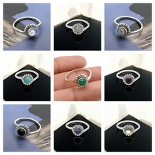 Flower Ring Natural Gemstone Solid 925 Silver Trendy Proposal Ring Gift For Her