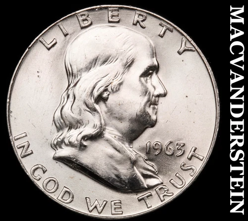 1963 Franklin Half Dollar- Choice Gem Brilliant Uncirculated+++ Luster #i533