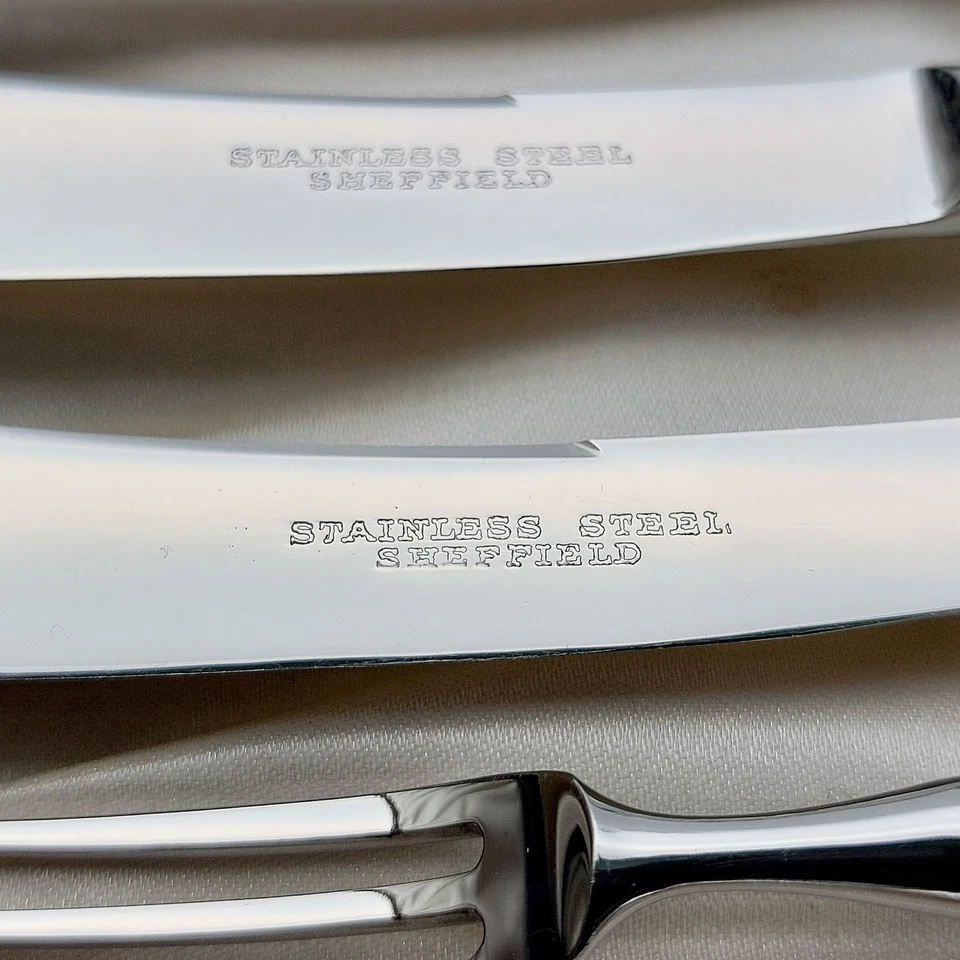 Cased Mother Of Pearl Handled Tea Forks & Knives Sheffield Steel Vintage Cutlery - Image 3 of 4