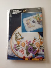 New Vogart Crafts Embroidery "Spring Floral" Dresser Scarf Kit 8714F