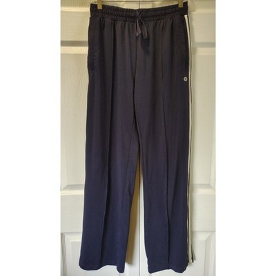 Baleaf Navy Blue Wide Leg Track Pants White Side Stripe Drawstring Small