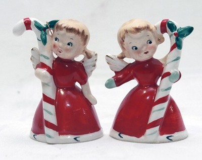 2 1956 Vintage Napco Christmas Candy Cane Angell Bells