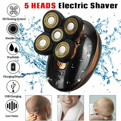 5-in-1 Rotary Electric Shaver 5D Rechargeable Bald Head Hair Beard Trimmer Razor