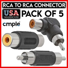 5 Pack AV RCA Coupler Audio Video RCA Connector Right Angle Adapter M to M F/F