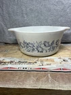 Vintage PYREX COLONIAL MIST  White Blue Flower Casserole Baking  Dish 474-B 1.5