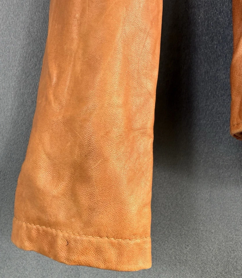 Chaqueta de cuero para mujer Vera Pelle hecha en Italia cremallera completa talla 44 (XS-S) color tostado montura Foto 4 de 4