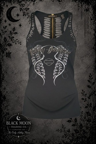 17. Harley-Davidson Black Cutout Zip Tank Top Size S