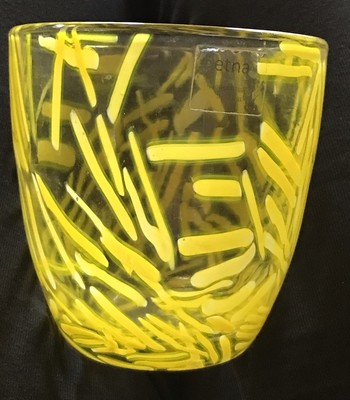 Set of Two Yellow Splatter Drinking Glasses Etna Made in Thailand