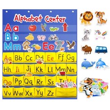 Alphabet Learning Pocket Chart, Alphabet Wall Chart 104 Animal Flash Cards an...